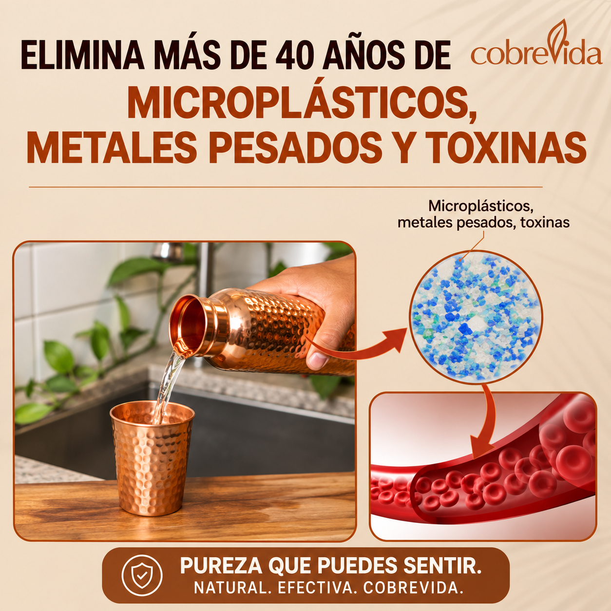 razón 1: Ayuda a reducir décadas de microplásticos, metales pesados y toxinas acumuladas (cobre puro al 99.9%, certificado y seguro)